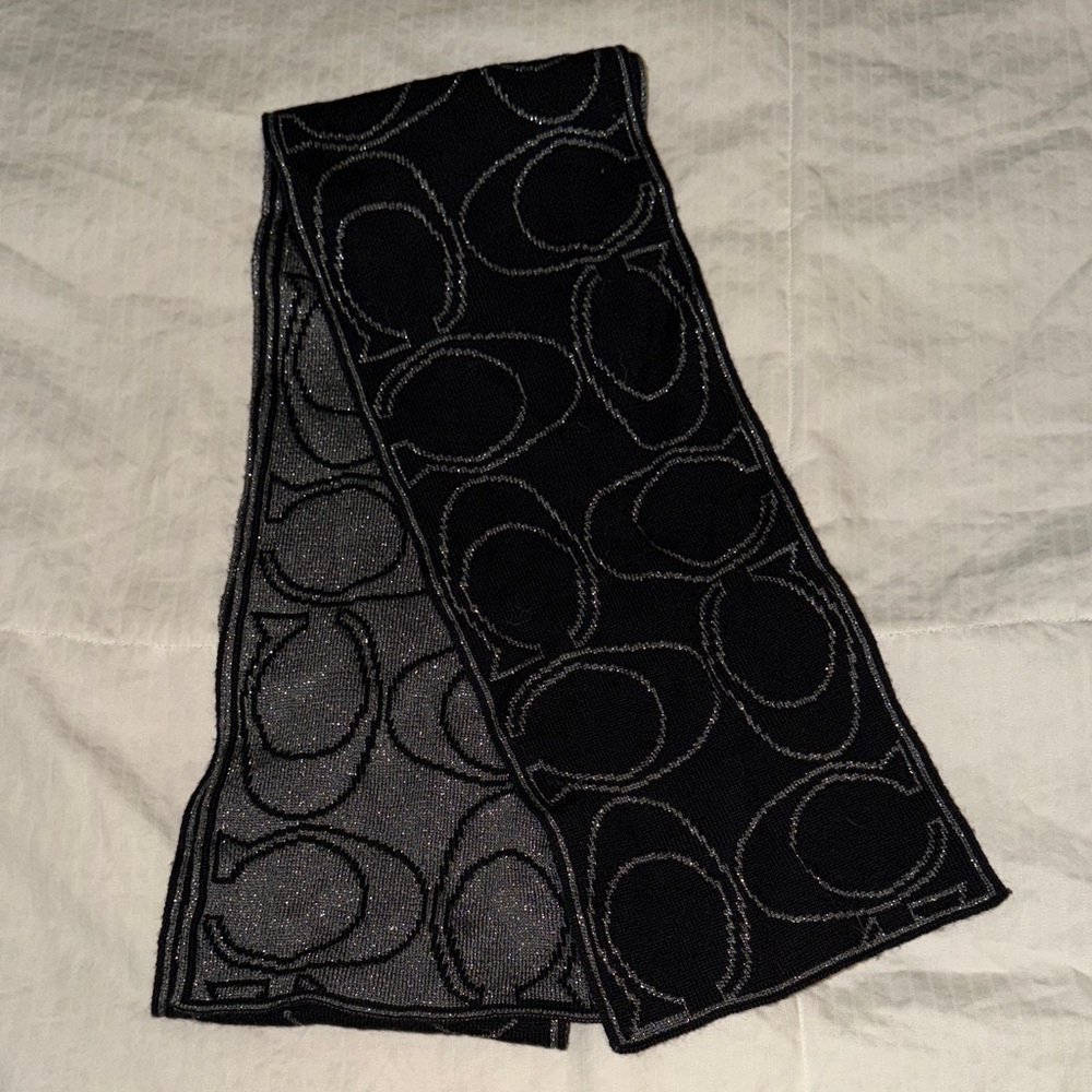 Coach Reversible Sparkly Logo Scarf